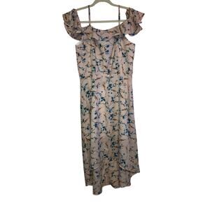 Allegra K Pink Floral Boho Cold Shoulder Dress Size Medium